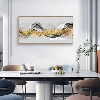 Wall Art Modern light Luxury Abstract Gold ink Landscape Canvas Wall Art for Living Room and Bedroom, Color Pictures, Artwork Home Decor Canvas Print Wall Decor Ready to Hang, 24x48inch (Framed)