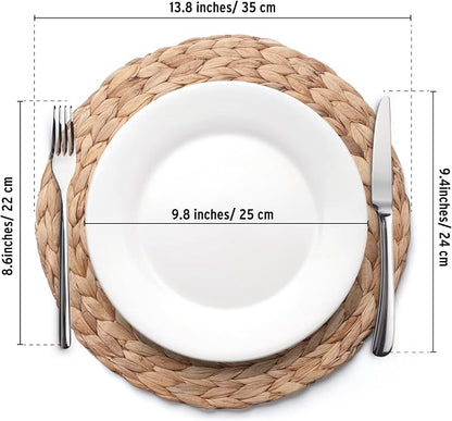 Round Woven Placemats Set of 4, Natural Water Hyacinth Place Mats, Boho Wicker - Image 6