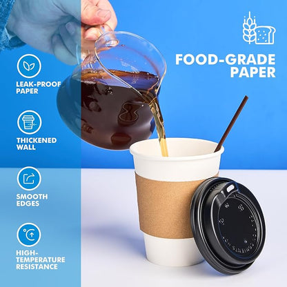 12 oz 100 Pack Disposable Paper Coffee Cups - Image 7