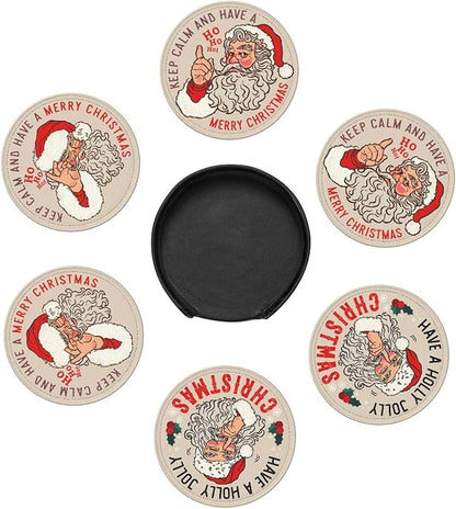 6 Pcs Christmas Santa Claus Drink Coasters by Cayiibe
