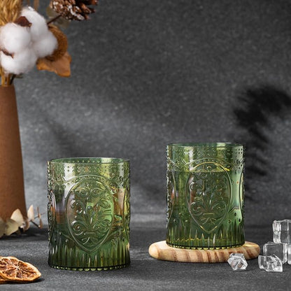 Qinyoung 24 Plastic Vintage Drinking Glasses 8.5oz Stemless Retro Embossed Wine - Image 4