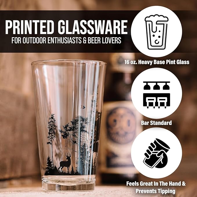 Black Lantern Bigfoot in the Forest Pint Glass Single 16oz Nature Beer Glass for Outdoors & Craft Beer