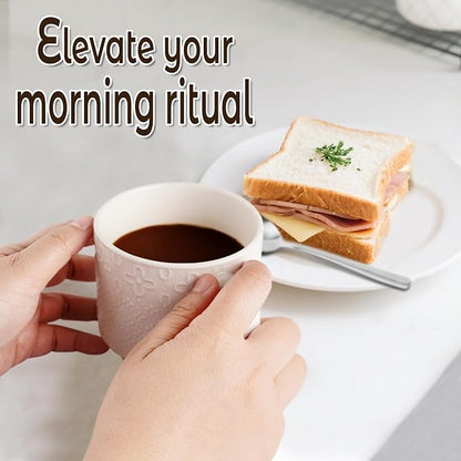 Large Coffee Mug Set of 4 with Stand and Spoons – 14oz Heavy Duty Ceramic Cups - Image 4