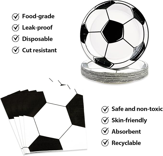 50PCS Soccer Plates and Napkins, 7inch Disposable Tableware Set | Soccer Themed - Image 4