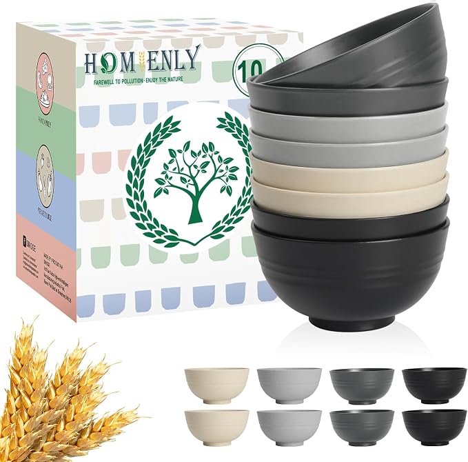Small Soup Bowls 10 oz Wheat Straw Mini Bowls Set of 8 Alternative Plastic Bowls by HOMIENLY