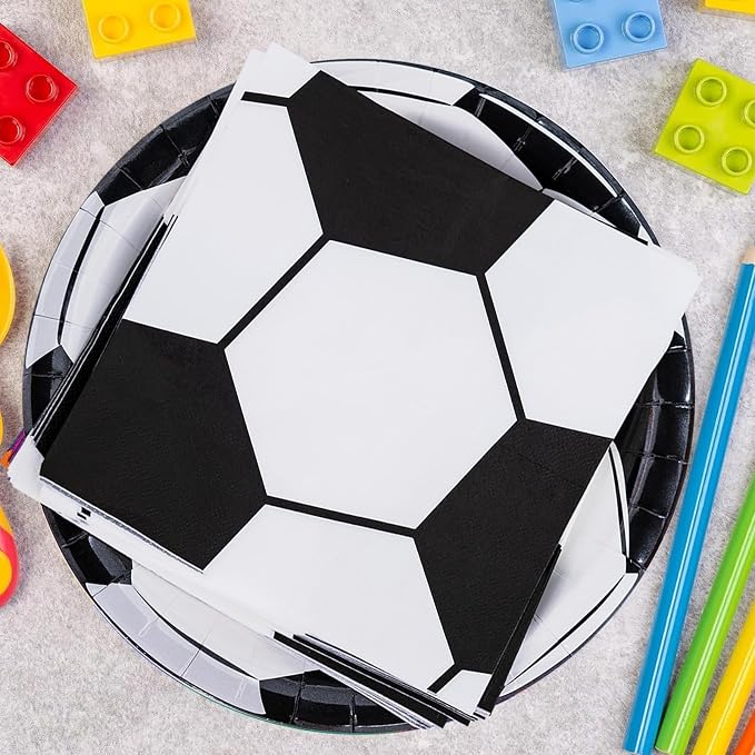 40 Pcs Soccer Plates and Napkins Party Supplies, 9-inch Disposable Soccer - Image 2