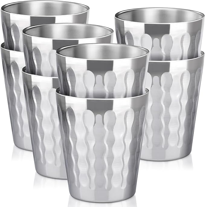 Beasea Stainless Steel Cups 10 oz, 8 Pack Small Bulk Stainless Steel Tumbler by Beasea