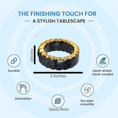 CLEENTABLE Epoxy Resin Napkin Rings Set of 12 - Rustic Napkin Holders for Dining Tableware, Dinning Table, Everyday, Wedding, Anniversary Festival Thanksgiving Party of Table Setting (Black White)