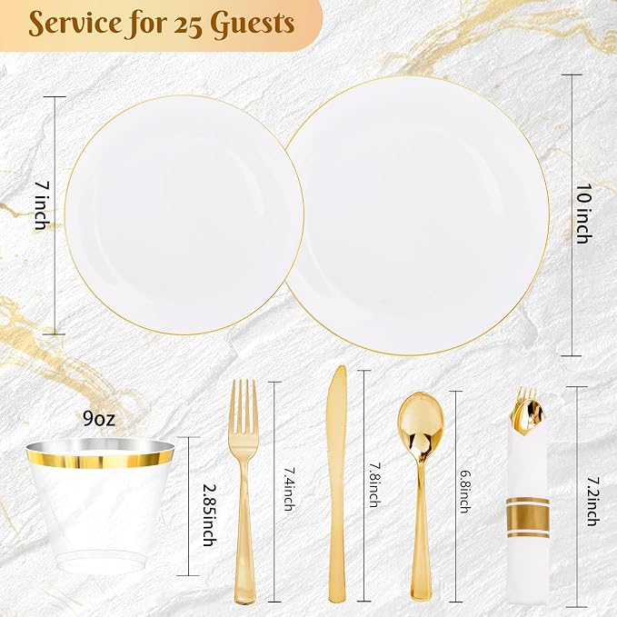 KIRE 175PCS Gold Plates Disposable - Image 4