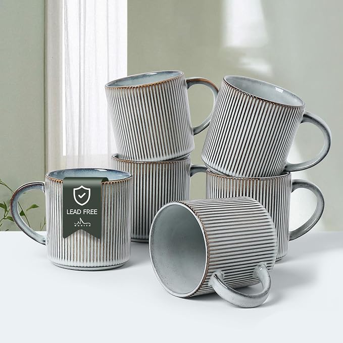 MONITO Coffee Mugs Set of 6, 16 oz Mugs Set, Ceramic Coffee Cups by MONITO