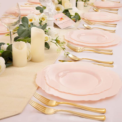 60pcs Pink Plastic Plates - Image 5
