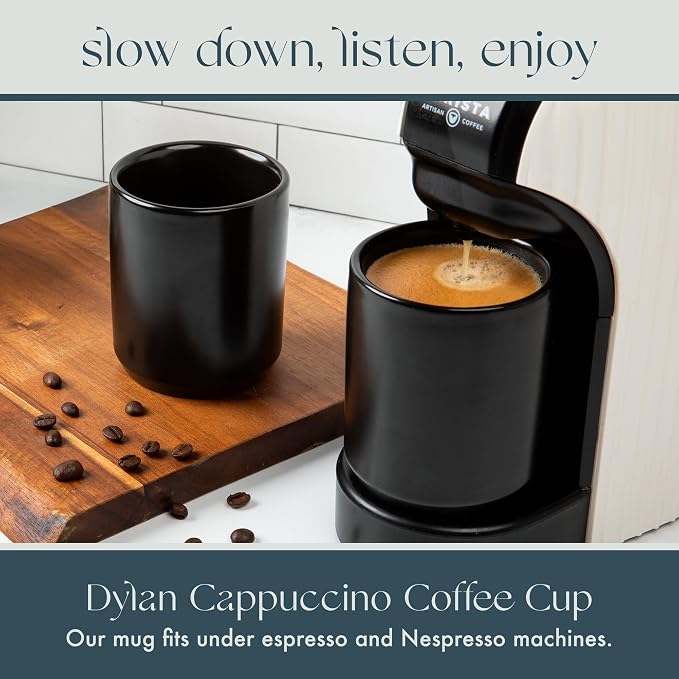 Folk Ceramics Dylan Cappuccino Cups, Whisper White, 8oz | Double Walled Ceramic - Image 6