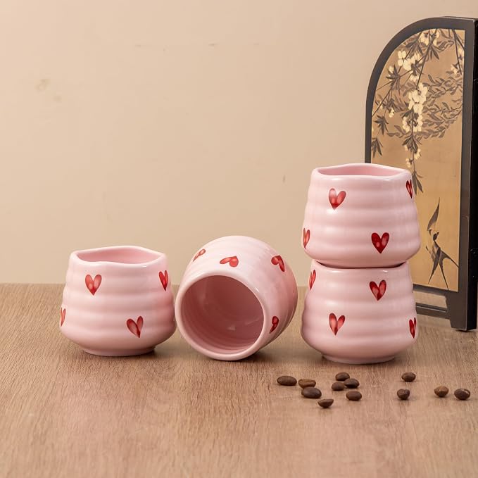 4pcs Japanese Tea Cup Set – Mini Size Cup 5OZ Ceramic Matcha Cup, Handless - Image 7