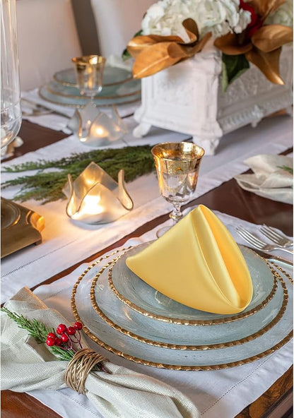 P Pothuiny 12 Pcs Gold Satin Napkins 17 x 17 Inch, Satin Cloth Napkins | Square - Image 8