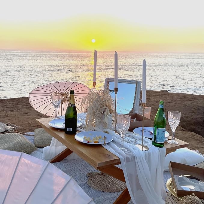 6 Pack White Cheesecloth Table Runner - Image 2