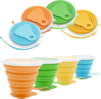Litoexpe 4 Pack Silica gel Collapsible Travel Cup 270ml, Style 3 | Yellow & by PRATICALPRODUCTS