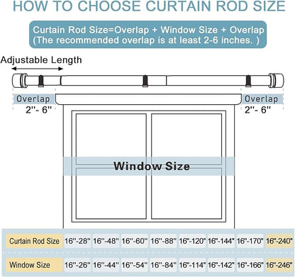 Curtain Rods for Windows 16 to 240 Inches Adjustable Length 1 Inch Diameter Window Curtain Rod with Aluminium Finials, Flash Gold
