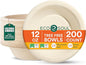 ECO SOUL 100% Compostable 12 Oz Soup Bowls [2 Packs of 100] Disposable Sturdy Bowls I Heavy Duty Paper Bowl I Eco-Friendly Salad Bowl I Biodegradable Small