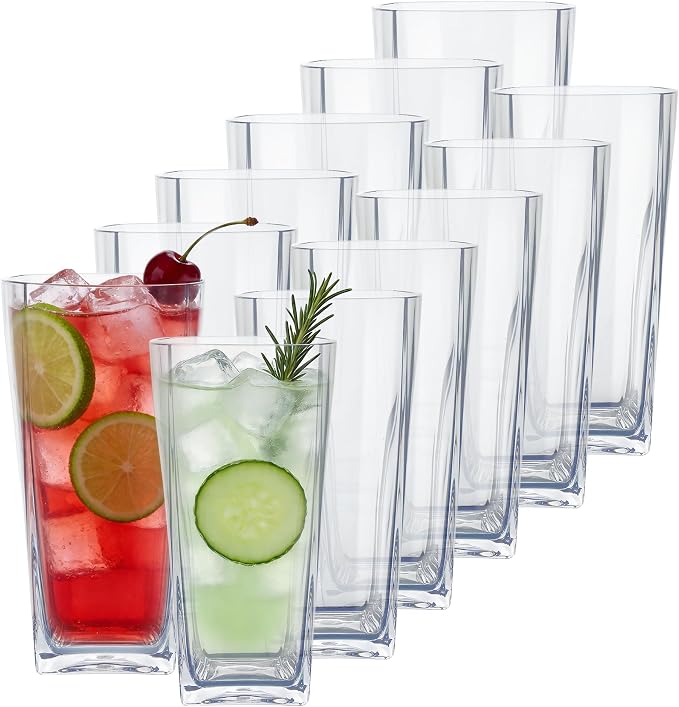 Top-spring 12+20 Oz Reusable Plastic Water Tumbler 12pcs Clear BPA Free | - Image 2