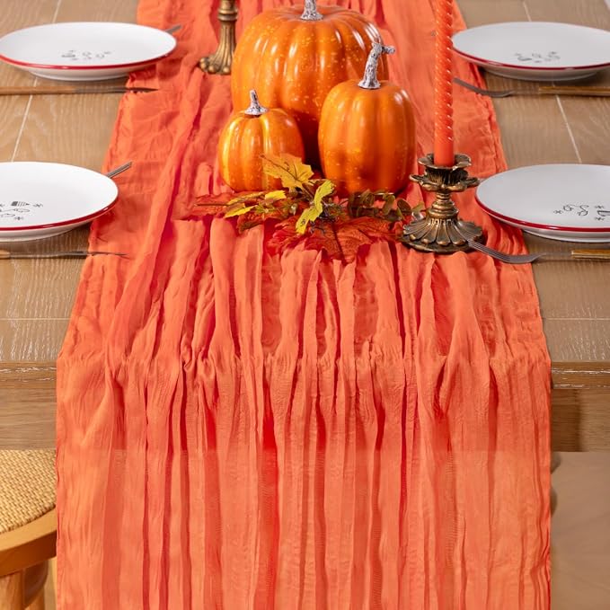 Orange Cheesecloth Table Runner 120 Inches 4 Pack Gauze Table Runner | Summer - Image 7