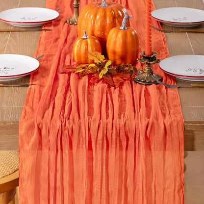 Orange Cheesecloth Table Runner 120 Inches 4 Pack Gauze Table Runner | Summer - Image 7