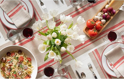 Solino Home 100% Pure Linen Table Runner, 14 x 72 in, French Stripe | Table - Image 2