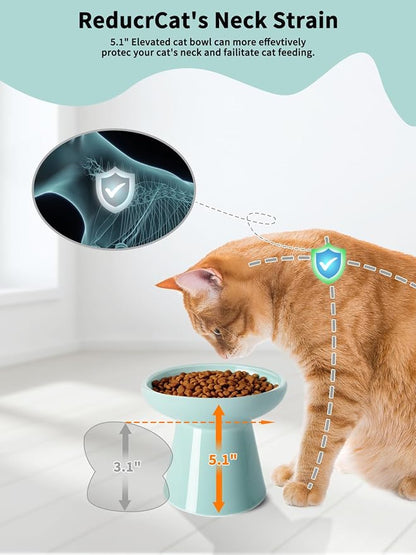 LoeJan Elevated Cat Food and Water Bowls Set, Extra Wide and Raised Ceramic - Image 4
