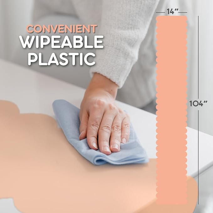 Peach Scallop Table Runner, Disposable Plastic, 5 Pack - Image 6