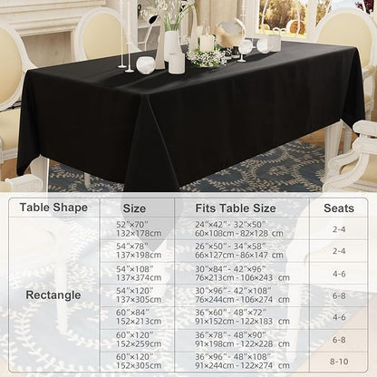 Smiry Rectangle Table Cloth, Waterproof Anti-Scratch Polyester Tablecloth, Decorative Washable Fabric Table Cover for Dining, Buffet, Parties and Outdoor, 54x78, Black