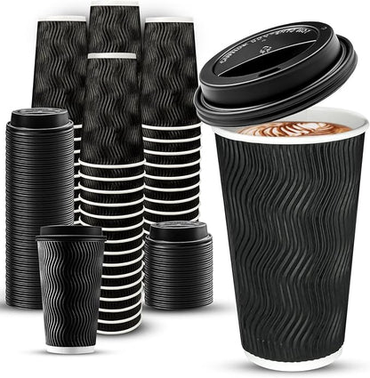 Ginkgo 100 Pack 16 oz Disposable Insulated Coffee Cups by HOME