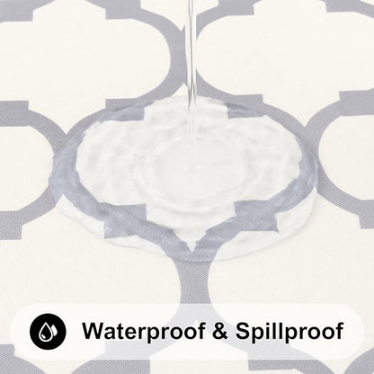 Smiry Square Table Cloth, Waterproof Vinyl Tablecloth with Flannel Backing for Square Tables, Wipeable Spillproof Plastic Tablecloths for Dining, Camping, Indoor and Outdoor (54"x54", Beige)