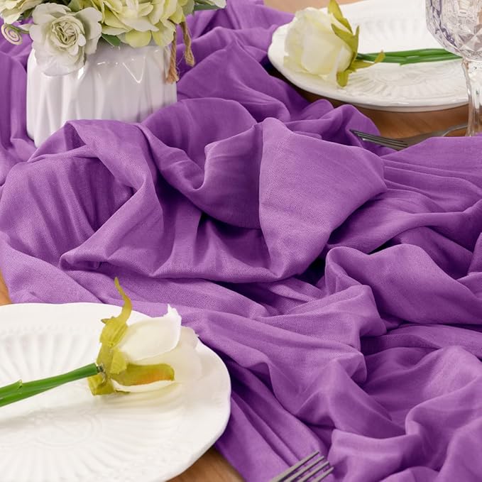 Purple Cheesecloth Table Runner 160 Inches 14 Ft Gauze Table Runner | Summer - Image 6