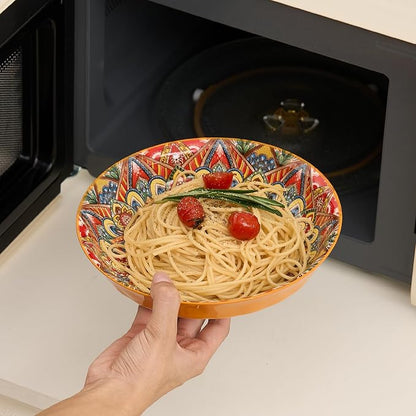 Ceramic Pasta Bowls Set of 6-8 inch 30 oz Serving Bowls, Colorful Dinner Bowls - Image 8