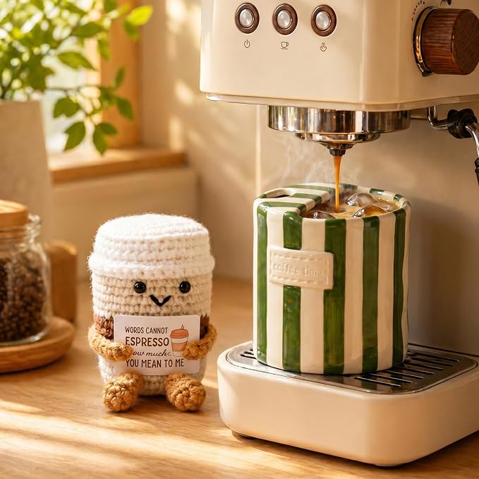 Coffee Lover Gift Set for Women Men, Ceramic Coffee Mug and Handmade Crochet - Image 2