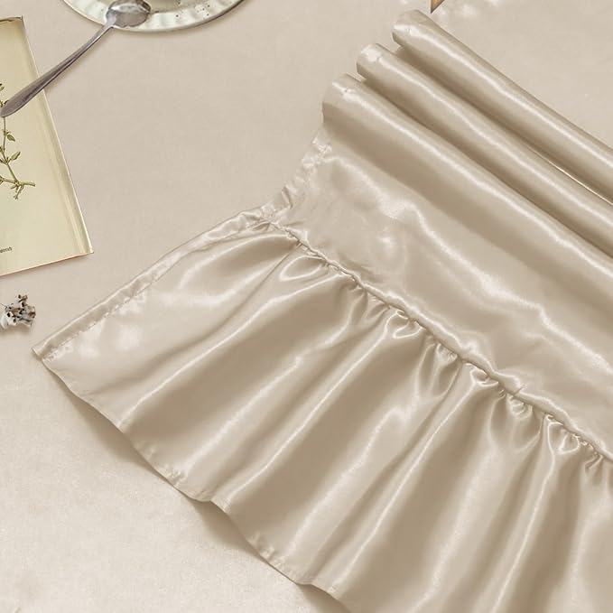 2 Pack Champagne Satin Table Runner 12 x 72 Inch | Ruffle Design, Luxurious - Image 4