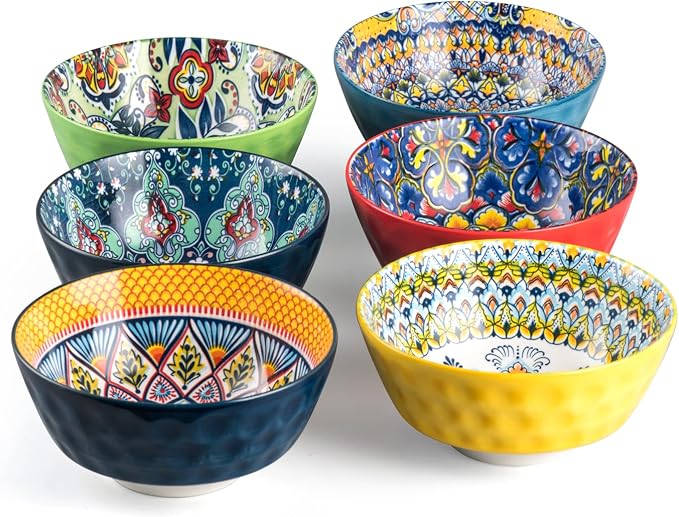 HENXFEN LEAD Ceramic Cereal, Soup Bowls Set of 6-25 Oz Porcelain Serving Bowls by HENXFENLEAD