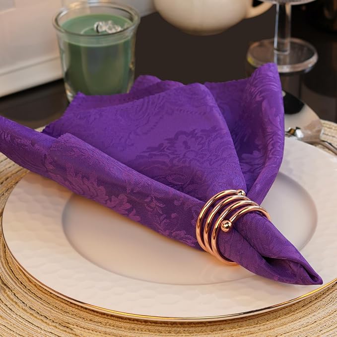 Jofefe 6Pcs Rose Gold Napkin Rings Round Napkin Ring Set Napkin Holders - Image 6