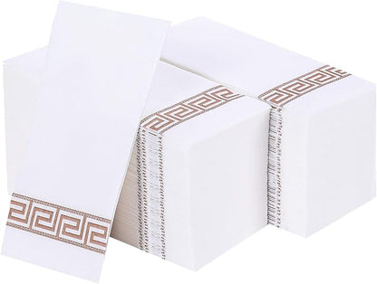 Vplus 200 PACK Guest Towels Disposable Bathroom, Decorative Bathroom Napkins, Soft and Absorbent Disposable Dinner Napkins Cloth Like for Kitchen, Parties, Weddings, Christmas Party(Rose Gold)