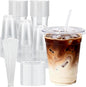 Plastic Cups with Lids and Straws：    Clear Disposable by Unknown