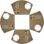 Wedge Shape Placemats for Round Dinner Table Woven Vinyl Wipe Clean Non Slip Plastic Table Mats Set of 4（Khaki）