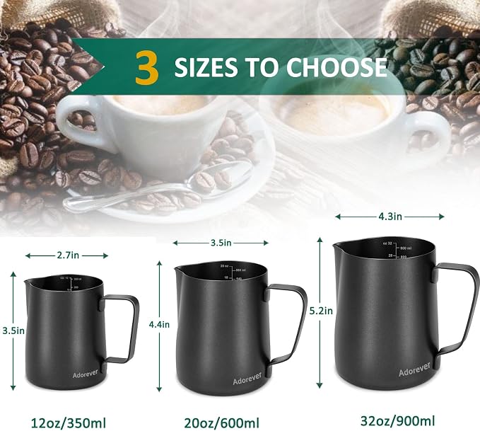 Milk Frothing Pitcher 600ml/20oz Steaming Pitchers Stainless Steel Milk Coffee - Image 4