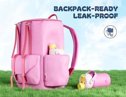 12 oz Kids Insulated Water Bottle: 2-in-1 Straw Spout Lid, Cold 24H, Car - Image 6