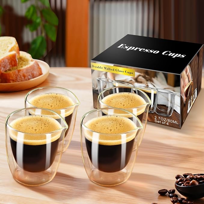 PARACITY Double Wall Glass Espresso Cups and Clear Coffee Mugs, Air-Gap Design - Image 8