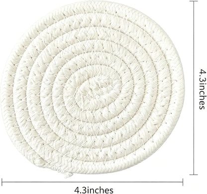 Coasters Set of 8, Cotton Woven, 4.3 inches, - Image 2