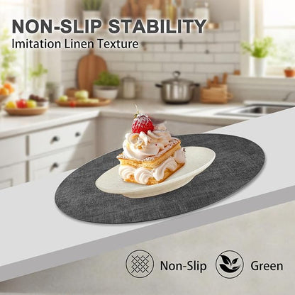 Round Faux Leather Placemats and Coasters, Reversible Heat Resistant Non-Slip - Image 4