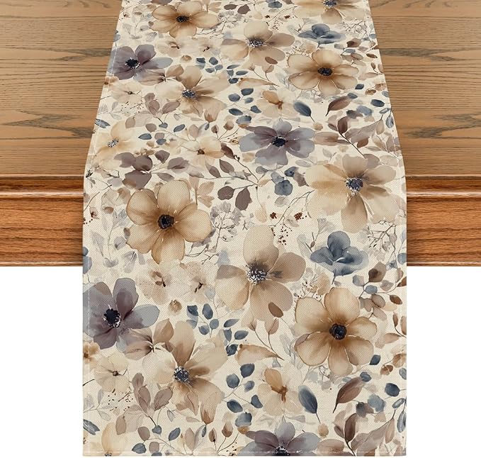 Artoid Mode Poppy Floral 210 GSM Spring Table Runner, Seasonal Summer Fall by ArtoidMode