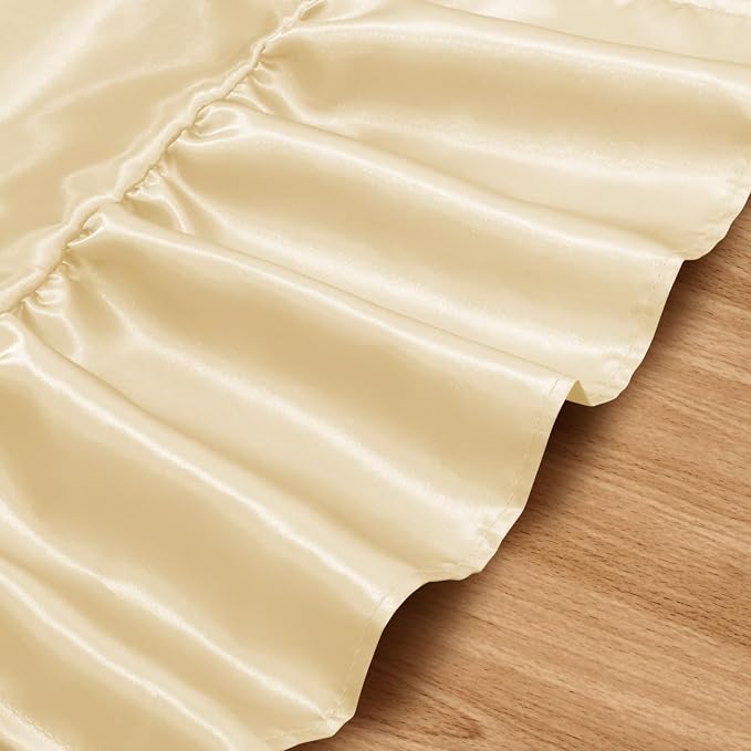 2 Pack Beige Satin Table Runner 12 x 72 Inch | Ruffle Design, Luxurious Dining - Image 5