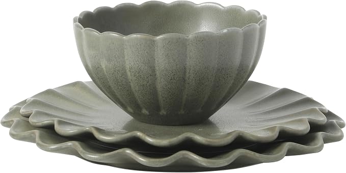 Gibson Elite Bistro Fleur Plates and Bowls Sets, 12-Piece Stoneware Dinnerware - Image 9