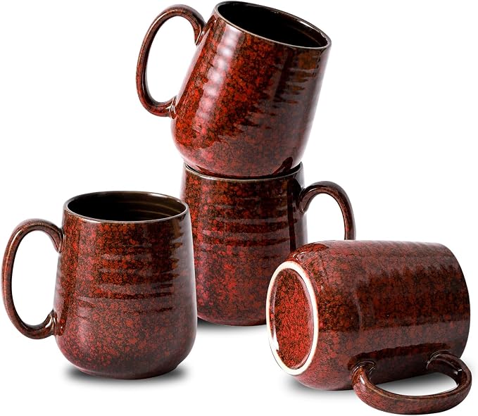 Hasense Red Coffee Mugs Set of 4, 12 oz Coffee Cups Ceramic, Latte Mug by Hasense