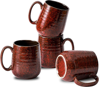 Hasense Red Coffee Mugs Set of 4, 12 oz Coffee Cups Ceramic, Latte Mug by Hasense